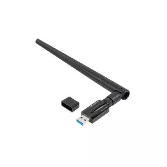 LANBERG USB ADAPTER BEŽIČNA MREŽNA KARTICA NC-1200-WIE AC1200 DVOSTRUKI POJAS 1X UNUTARNJA + 1X VANJSKA ANTENA