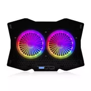 Modecom MC-CF18 RGB rashladna podloga za prijenosna računala do 18", 2 ventilatora, RGB LED pozadinsko osvjetljenje, crna