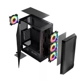 LOGIC PC kućište Portos ARGB MIDI 1x USB 3.0, 2x USB 2.0 + audio, crno, bez izvora napajanja LOGIC PC kućište Portos ARGB MIDI 1x USB 3.0, 2x USB 2.0 + audio, crno, bez izvora napajanja