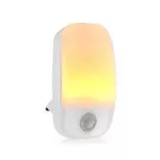 Nedis LNLW10WT - LED noćna svjetiljka s utičnicom | Senzor pokreta | Senzor dan/noć | 0,55 W | 11 lm | Toplo bijela