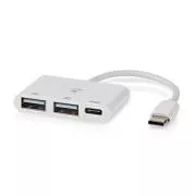 Nedis CCGB60250BK01 - USB hub | 1x USB-A | 3x USB A utičnica | 5 priključaka | USB 2.0 | USB napajanje | SD i MicroSD