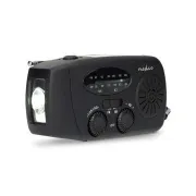 Nedis RDFMCR2000BK - Radio za hitne slučajeve | AM / FM | Funkcija power bank-a | Napajanje baterijama / USB napajanje / Ručna kurbla | Crna