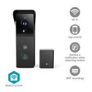 Nedis WIFICDP21BK SmartLife video portafon | Wi-Fi | Na baterije | 3MP Full HD 1296p | IP54 | Senzor pokreta