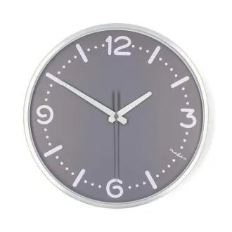 Nedis CLWA3226SS - Zidni sat | Promjer: 300 mm | Aluminij | Tihi mehanizam | Metal Nedis CLWA3226SS - Zidni sat | Promjer: 300 mm | Aluminij | Tihi mehanizam | Metal
