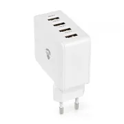 Nedis WCHA20BKUC - Zidni punjač | 20 W | GaN | PD3.0 | Funkcija brzog punjenja | 2 izlaza | USB-A / USB-C | Crni