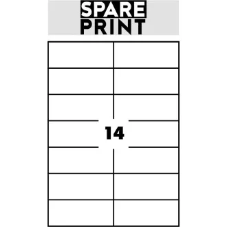SPARE PRINT PREMIUM Bijele samoljepljive naljepnice, 100 listova A4 u kutiji (1 list/14x naljepnica 105x42,3 mm)