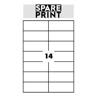 SPARE PRINT PREMIUM Bijele samoljepljive naljepnice, 100 listova A4 u kutiji (1 list/14x naljepnica 105x42,3 mm)