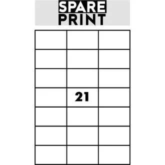 SPARE PRINT PREMIUM Bijele samoljepljive naljepnice, 100 listova A4 u kutiji (1 list/21x naljepnica 70x42,3 mm)
