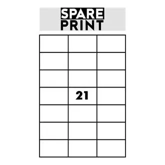 SPARE PRINT PREMIUM Bijele samoljepljive naljepnice, 100 listova A4 u kutiji (1 list/21x naljepnica 70x42,3 mm)