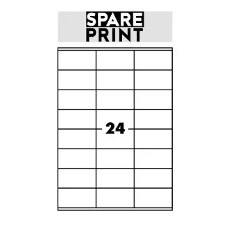 SPARE PRINT PREMIUM Bijele samoljepljive naljepnice, 100 listova A4 u kutiji (1 list/24x naljepnica 70x36mm)