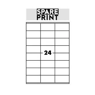 SPARE PRINT PREMIUM Bijele samoljepljive naljepnice, 100 listova A4 u kutiji (1 list/24x naljepnica 70x36mm)