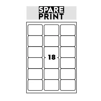 SPARE PRINT PREMIUM Bijele samoljepljive naljepnice, 100 listova A4 u kutiji (1 list/18x naljepnica 68x47mm)