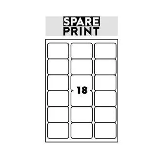 SPARE PRINT PREMIUM Bijele samoljepljive naljepnice, 100 listova A4 u kutiji (1 list/18x naljepnica 68x47mm)
