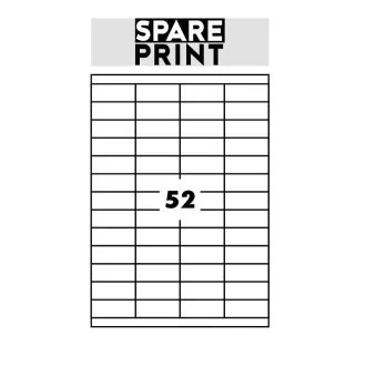 SPARE PRINT PREMIUM Bijele samoljepljive naljepnice, 100 listova A4 u kutiji (1 list/52x naljepnica 52,5x21,2 mm)