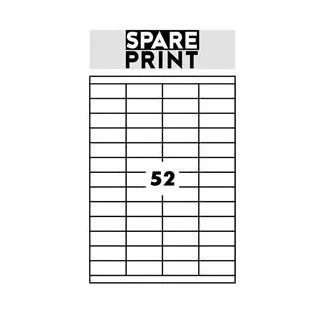 SPARE PRINT PREMIUM Bijele samoljepljive naljepnice, 100 listova A4 u kutiji (1 list/52x naljepnica 52,5x21,2 mm)
