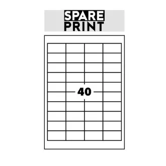 SPARE PRINT PREMIUM Bijele samoljepljive naljepnice, 100 listova A4 u kutiji (1 list/40x naljepnica 48,5x25,4 mm)