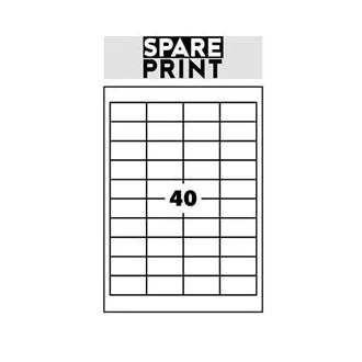 SPARE PRINT PREMIUM Bijele samoljepljive naljepnice, 100 listova A4 u kutiji (1 list/40x naljepnica 48,5x25,4 mm)