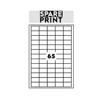 SPARE PRINT PREMIUM Bijele samoljepljive naljepnice, 100 listova A4 u kutiji (1 list/65x naljepnica 38x21mm)