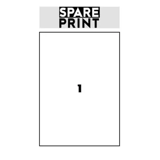 SPARE PRINT PREMIUM Bijele samoljepljive naljepnice, 100 listova A4 u kutiji (1 list/1x naljepnica 210x297 mm)