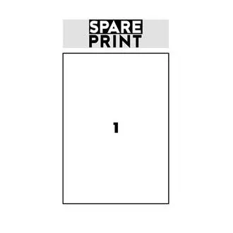 SPARE PRINT PREMIUM Bijele samoljepljive naljepnice, 100 listova A4 u kutiji (1 list/1x naljepnica 210x297 mm)
