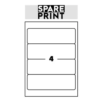 SPARE PRINT PREMIUM Bijele samoljepljive naljepnice, 100 listova A4 u kutiji (1 list/4x naljepnica 192x61 mm)