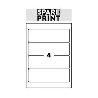 SPARE PRINT PREMIUM Bijele samoljepljive naljepnice, 100 listova A4 u kutiji (1 list/4x naljepnica 192x61 mm)