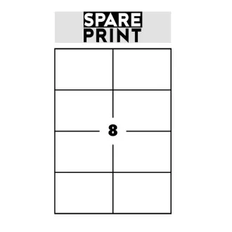 SPARE PRINT PREMIUM Bijele samoljepljive naljepnice, 100 listova A4 u kutiji (1 list/8x naljepnica 105x74mm)