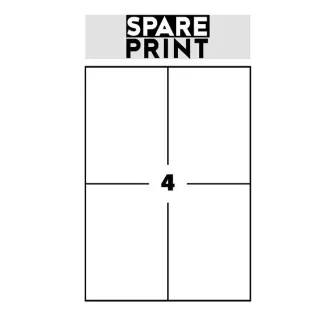 SPARE PRINT PREMIUM Bijele samoljepljive naljepnice, 100 listova A4 u kutiji (1 list/4x naljepnica 105x148 mm)