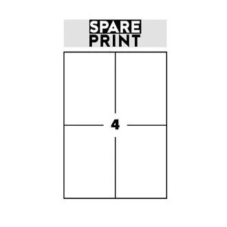 SPARE PRINT PREMIUM Bijele samoljepljive naljepnice, 100 listova A4 u kutiji (1 list/4x naljepnica 105x148 mm)