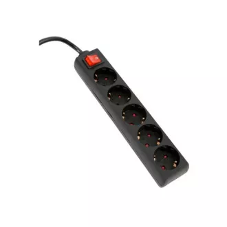 OMEGA Produžna letva sa 5 utičnica 3.0M 16A 5 UTIČNICA TIP F SCHUKO NJEMAČKI CRNI
