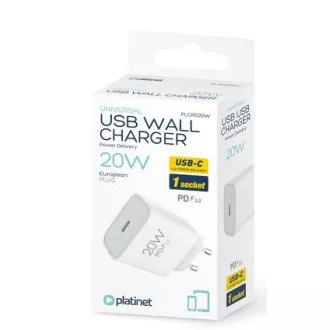 PLATINET mrežni punjač 20W PD 1x USB-C bijeli PLATINET mrežni punjač 20W PD 1x USB-C bijeli