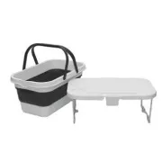 PLATINET KOŠARA ZA PIKNIK ZA KAMPIRANJE 47X29X23,5 CM, 16L, SKLOPIVA, S POKLOPCOM 2U1 / STOL BIJELO-SIVA