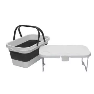 PLATINET KOŠARA ZA PIKNIK ZA KAMPIRANJE 47X29X23,5 CM, 16L, SKLOPIVA, S POKLOPCOM 2U1 / STOL BIJELO-SIVA PLATINET KOŠARA ZA PIKNIK ZA KAMPIRANJE 47X29X23,5 CM, 16L, SKLOPIVA, S POKLOPCOM 2U1 / STOL BIJELO-SIVA