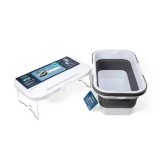 PLATINET KOŠARA ZA PIKNIK ZA KAMPIRANJE 47X29X23,5 CM, 16L, SKLOPIVA, S POKLOPCOM 2U1 / STOL BIJELO-SIVA PLATINET KOŠARA ZA PIKNIK ZA KAMPIRANJE 47X29X23,5 CM, 16L, SKLOPIVA, S POKLOPCOM 2U1 / STOL BIJELO-SIVA