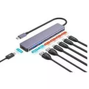 PLATINET HUB 7u1 10GB USB-C NA 4X USB-C 3.2 GEN2 + 2X USB-A 3.2 GEN1 + 1X USB-C PD 100W ALU