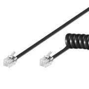 PremiumCord Telefonski kabel za slušalice upleteni 4 žile 2m - crni
