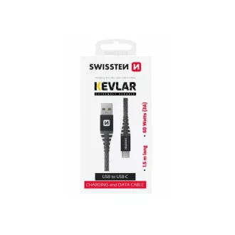 SWISSTEN PODATKOVNI KABEL KEVLAR USB / USB-C 1,5 M ANTRACIT