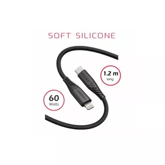 SWISSTEN DATA KABEL MEKI SILIKON USB-C / LIGHTNING 1.2 M 60W CRNI