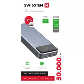 SWISSTEN POWER BANK 30000 mAh 133W POWER DELIVERY SIVA SWISSTEN POWER BANK 30000 mAh 133W POWER DELIVERY SIVA