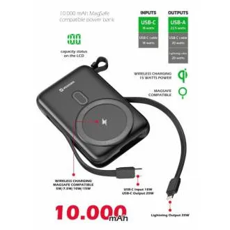 SWISSTEN POWER BANK 10000 mAh PD 20W S INTEGRANIRANIM USB-C I LIGHTNING KABLOVIMA (kompatibilna s MagSafeom) SWISSTEN POWER BANK 10000 mAh PD 20W S INTEGRANIRANIM USB-C I LIGHTNING KABLOVIMA (kompatibilna s MagSafeom)