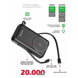 SWISSTEN POWER BANK 20000 mAh PD 20W S INTEGRIRANIM USB-C I LIGHTNING KABLOVIMA (kompatibilna s MagSafeom) SWISSTEN POWER BANK 20000 mAh PD 20W S INTEGRIRANIM USB-C I LIGHTNING KABLOVIMA (kompatibilna s MagSafeom)
