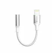 SWISSTEN AUDIO ADAPTER TEXTILE LIGHTNING (muški) / 3,5 mm AUX 0,15 M BIJELI (zamjenjuje 73501212)