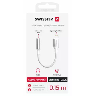 SWISSTEN AUDIO ADAPTER TEXTILE LIGHTNING (muški) / 3,5 mm AUX 0,15 M BIJELI (zamjenjuje 73501212) SWISSTEN AUDIO ADAPTER TEXTILE LIGHTNING (muški) / 3,5 mm AUX 0,15 M BIJELI (zamjenjuje 73501212)