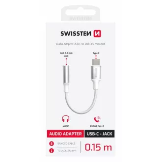 SWISSTEN AUDIO ADAPTER TEKSTILNI USB-C (muški) / 3,5 mm AUX 0,15 M BIJELI (zamjenjuje 73501302) SWISSTEN AUDIO ADAPTER TEKSTILNI USB-C (muški) / 3,5 mm AUX 0,15 M BIJELI (zamjenjuje 73501302)