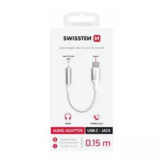 SWISSTEN AUDIO ADAPTER TEKSTILNI USB-C (muški) / 3,5 mm AUX 0,15 M BIJELI (zamjenjuje 73501302) SWISSTEN AUDIO ADAPTER TEKSTILNI USB-C (muški) / 3,5 mm AUX 0,15 M BIJELI (zamjenjuje 73501302)