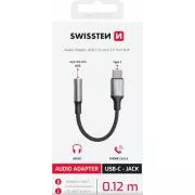 SWISSTEN AUDIO ADAPTER TEKSTILNI USB-C (muški) / 3,5 mm AUX 0,15 M CRNI (zamjenjuje 73501301)