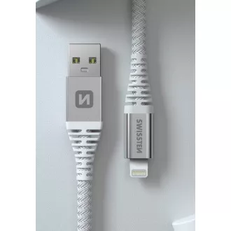 SWISSTEN PODATKOVNI KABEL KEVLAR USB / LIGHTNING 1,5 M BIJELI