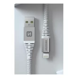 SWISSTEN PODATKOVNI KABEL KEVLAR USB / LIGHTNING 1,5 M BIJELI