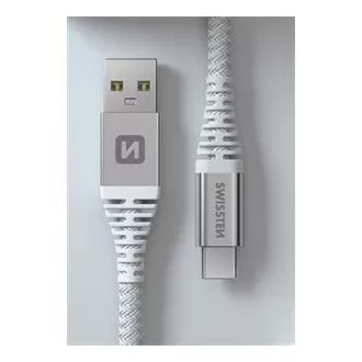 SWISSTEN DATA KABEL KEVLAR USB / USB-C 1,5 M BIJELI