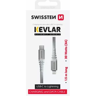 SWISSTEN PODATKOVNI KABEL KEVLAR USB-C / LIGHTNING 1,5 M BIJELI